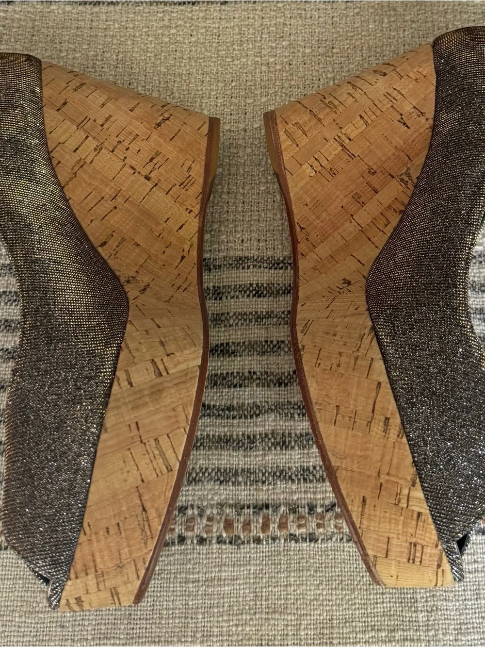 Stuart Weitzman  Metallic Peep-Toe wedge - Picture 3 of 5